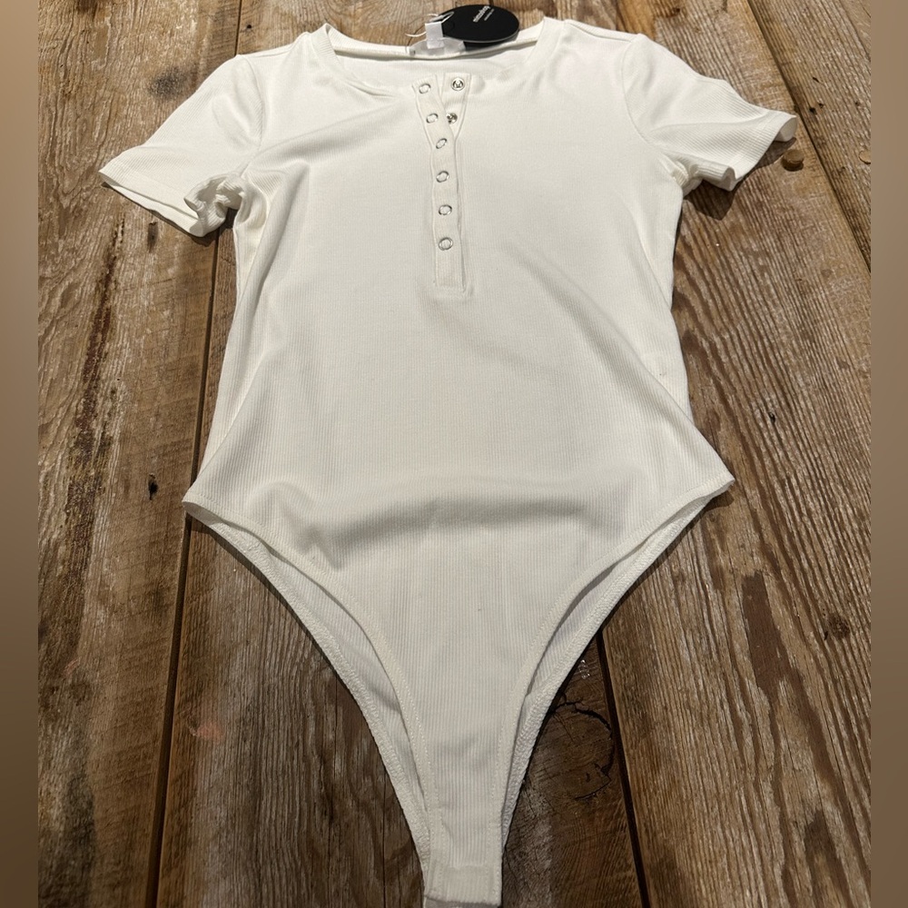 NanaMacs White Button-Up Bodysuit